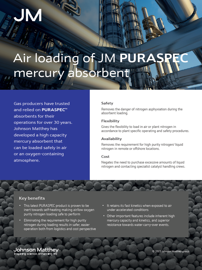 JM mercury removal absorbents